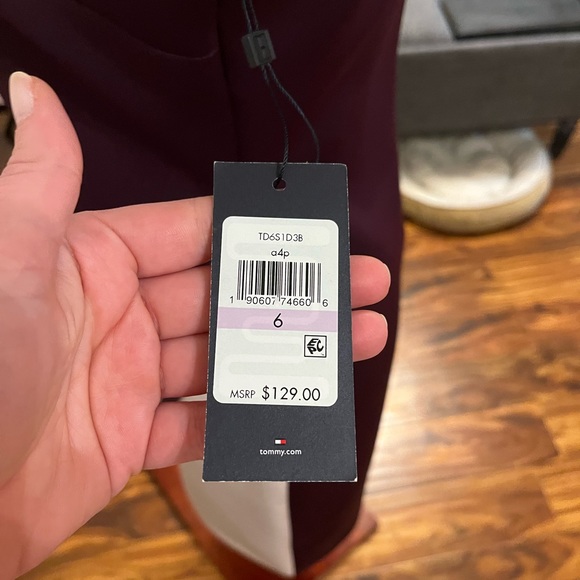 NWT Tommy Hilfiger Maroon and pink asymmetrical dress size 6 - Picture 5 of 7